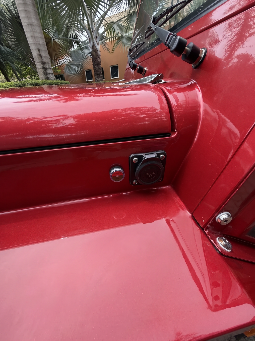 Close-up of the vehicles charging port