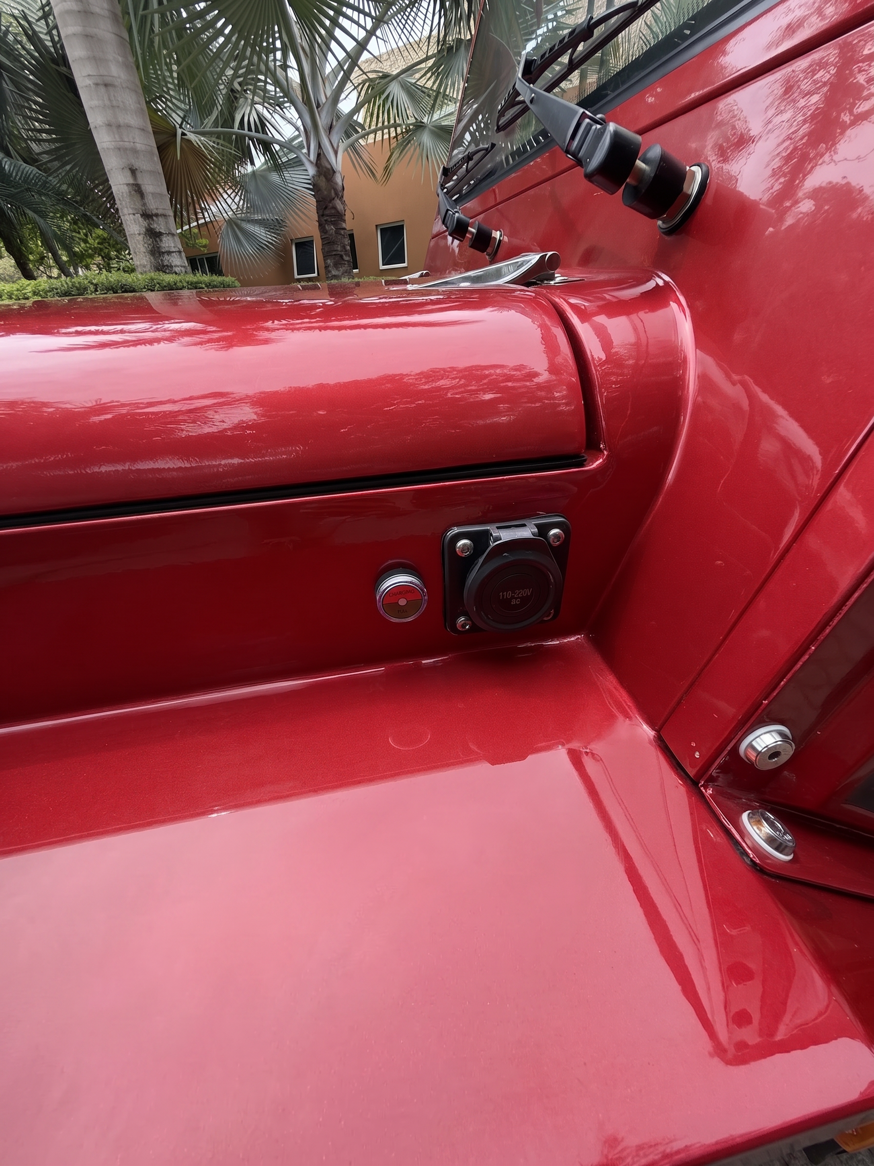 Close-up of the vehicles charging port